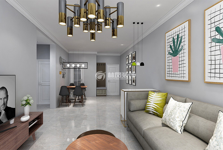 金地铁西檀府85平北欧风格客厅装修效果图