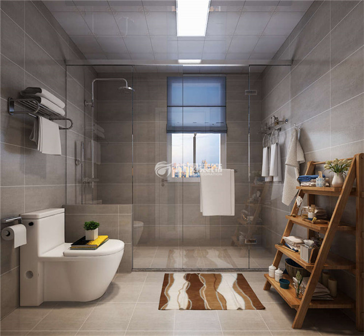 卫生间玻璃隔断干湿分离装修效果图