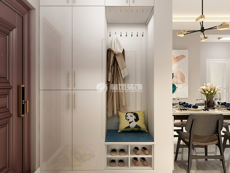 沈阳保利观唐小区116平户型玄关装修设计分析