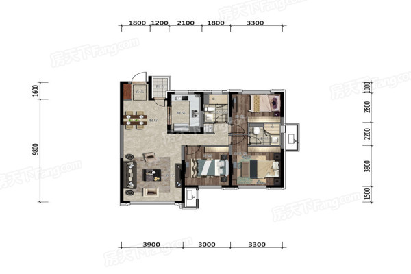 中海和平之门•棠颂113㎡户型图