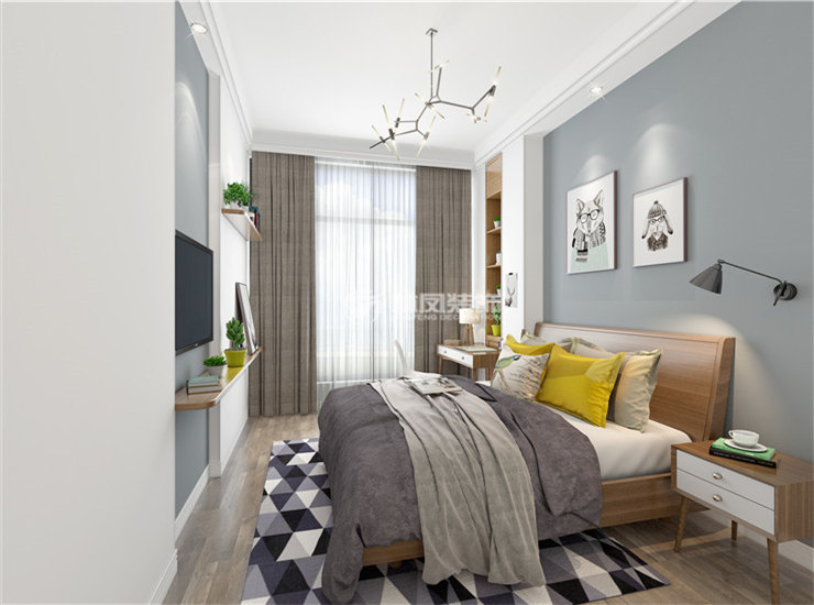 信达万科城120㎡户型卧室装修案例