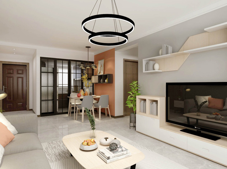 林凤装饰客厅电视背景墙隔板设计案例