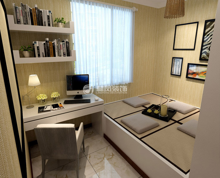 林凤装饰书桌上方隔板设计装修效果图