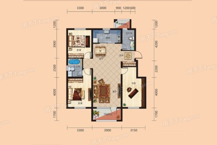 沈阳富禹•依云蓝湾123㎡户型图