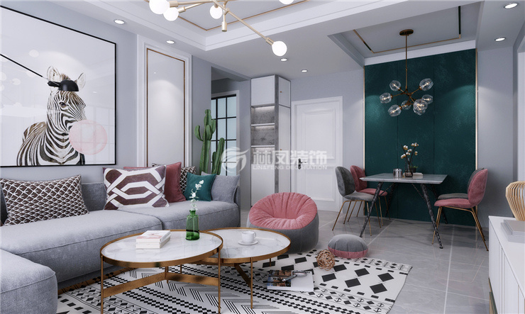客厅餐厅吊顶分隔装修效果图