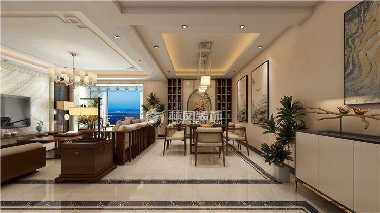 客餐厅吊顶分隔装修效果图