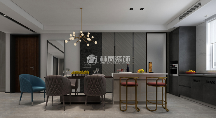 现代风格实木餐桌装修效果图