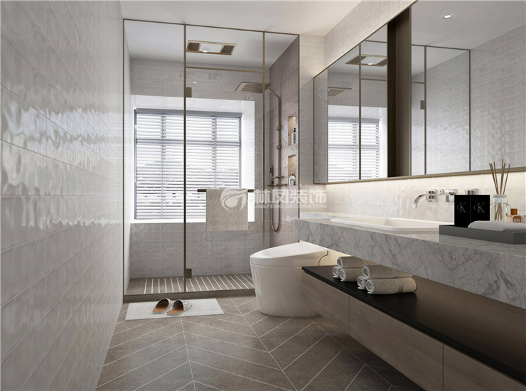 长方形卫生间布局设计装修效果图