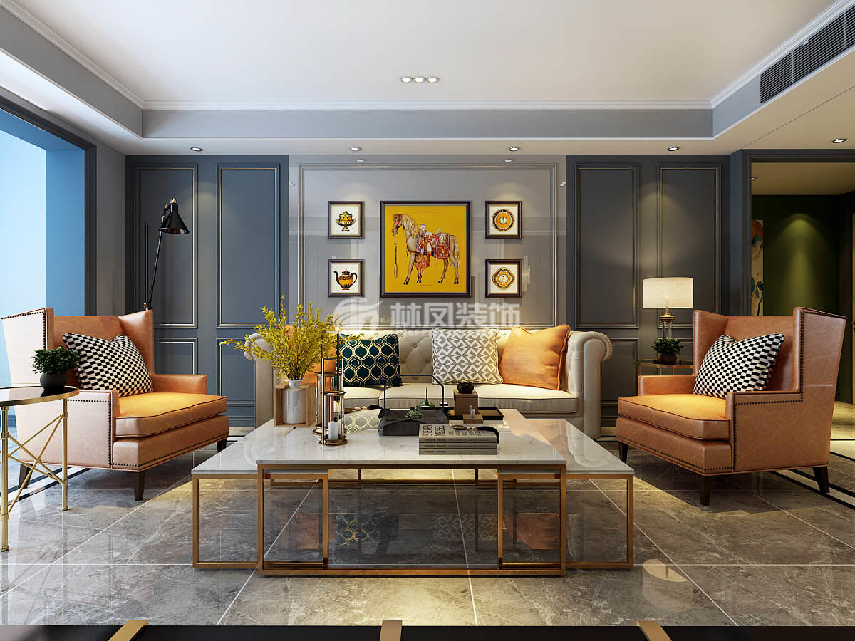 府城名著123㎡轻奢风格客厅装修效果图