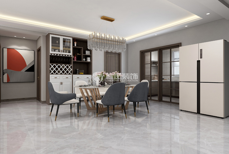 轻奢风格定制餐边柜设计装修效果图