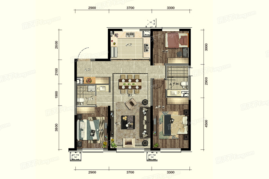 城建万科翡翠书院127㎡户型图