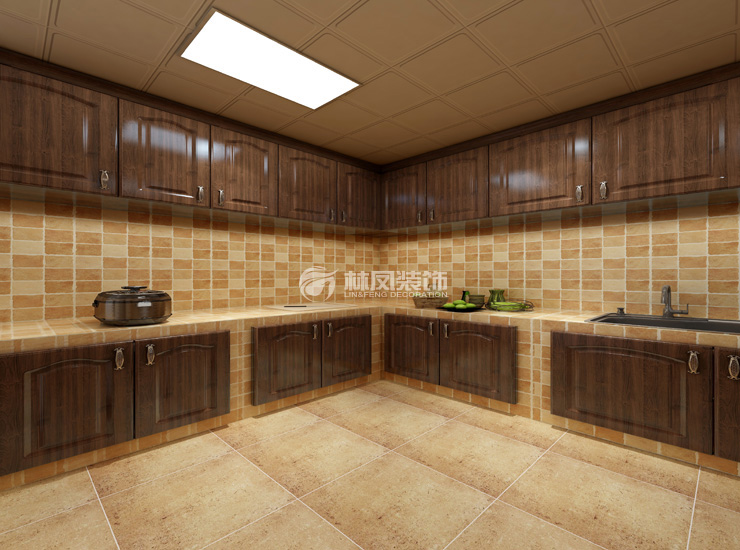 美式风格开放式厨房装修效果图