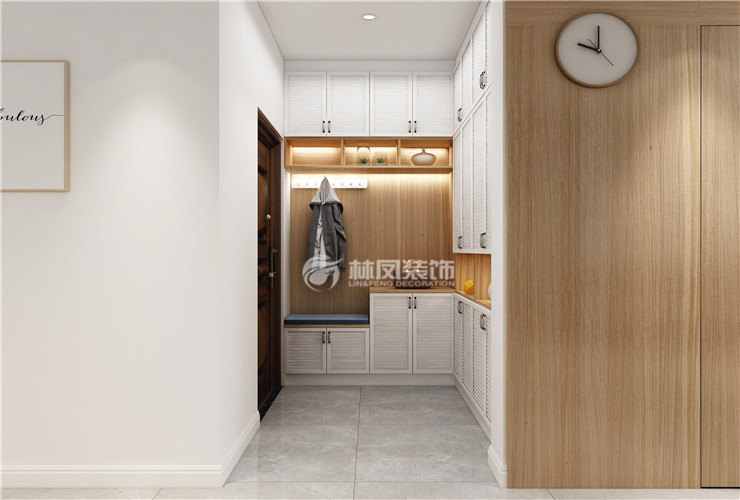 玄关嵌入式鞋柜设计装修效果图