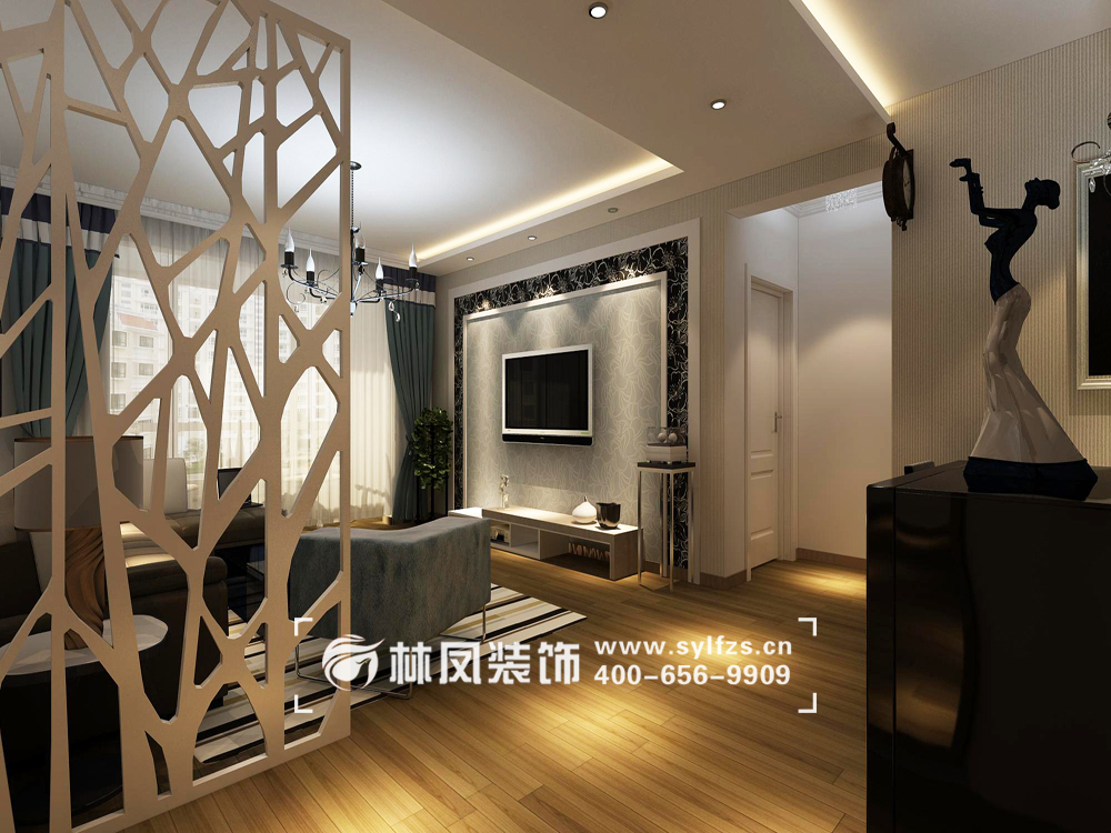 现代风格客厅地板铺贴装修效果图