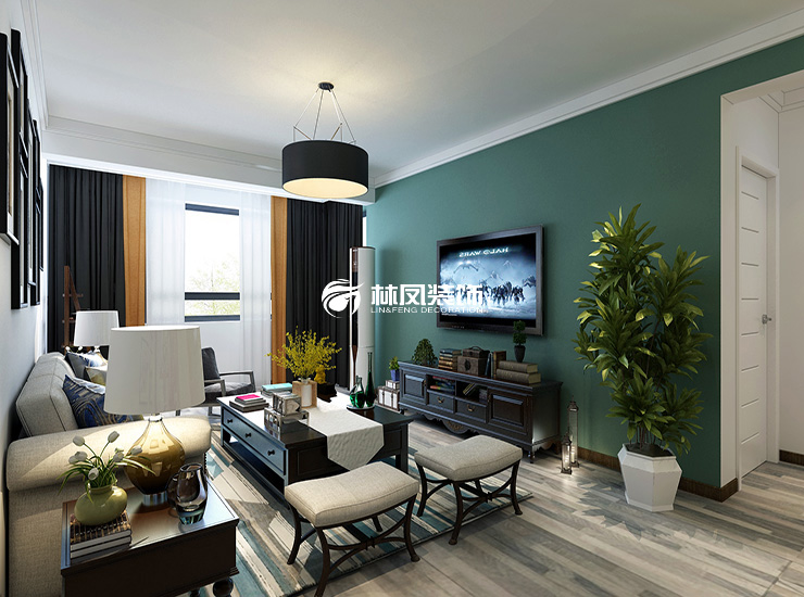 美式风格电视背景墙颜色选择装修效果图