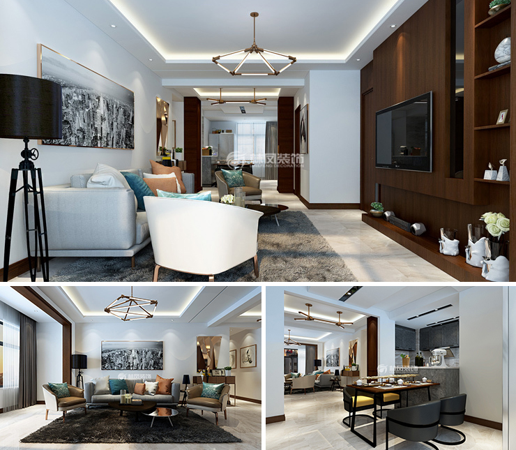 绿城全运村143平现代风格装修效果图