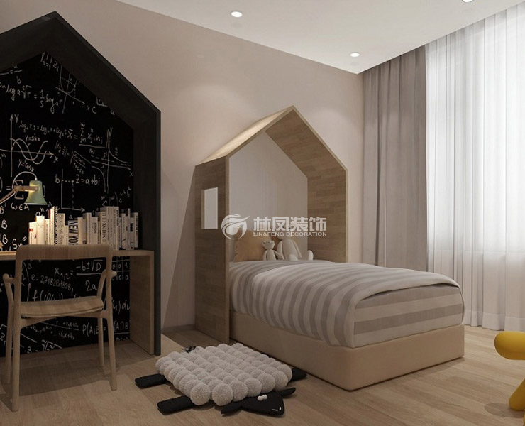 北欧风格卧室黑板墙设计装修效果图