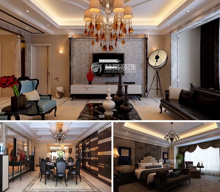 沈阳星河湾267平混搭风格装修效果图