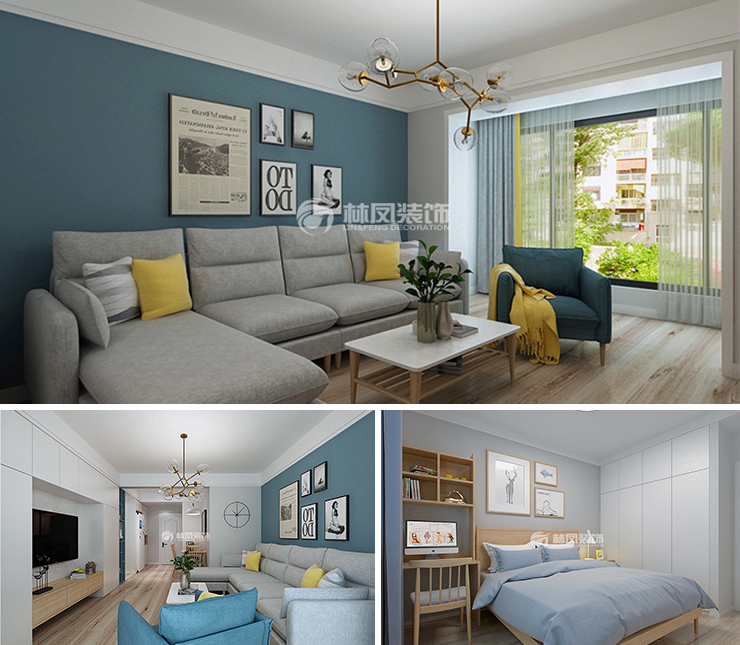 万科翡翠臻园110平北欧风格装修效果图