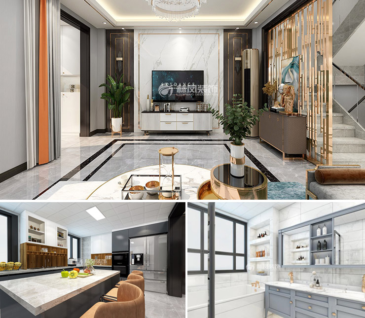 旭辉东樾城350平轻奢风格装修效果图