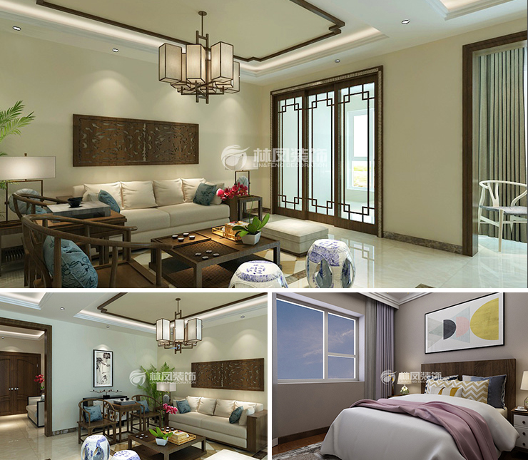 中粮花熙祥云140平中式风格装修效果图