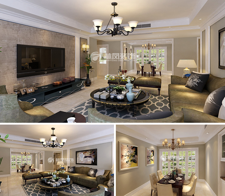 龙湖春江天玺152平美式风格装修效果图