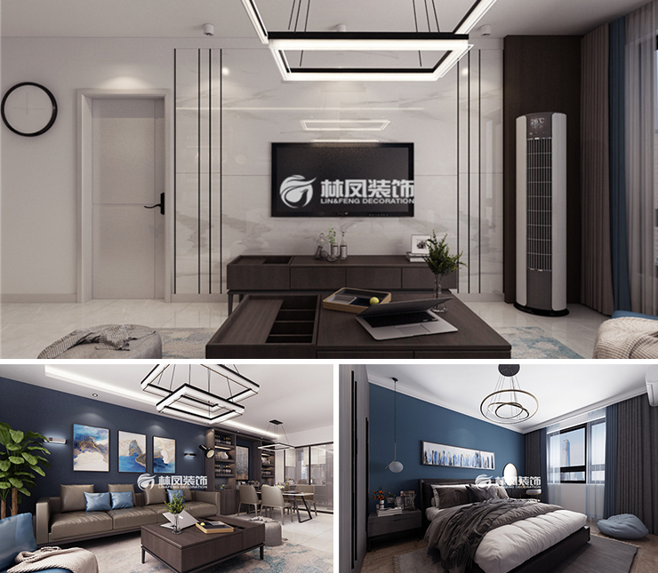 保利云禧105平现代简约风格装修效果图