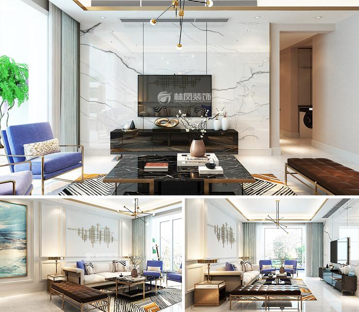 富禹•盛京学府 127平 轻奢风格效果图