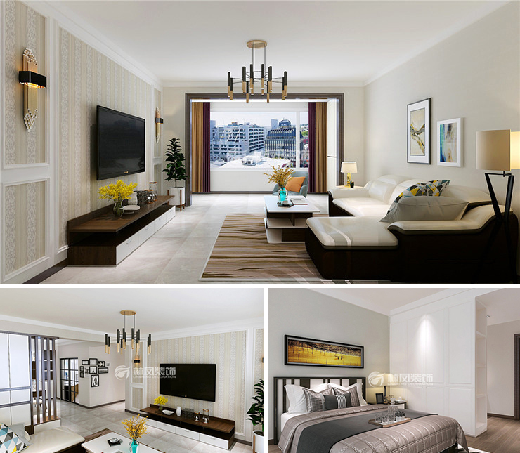 沈阳雅居乐花园 150平 现代简约风格装修效果图