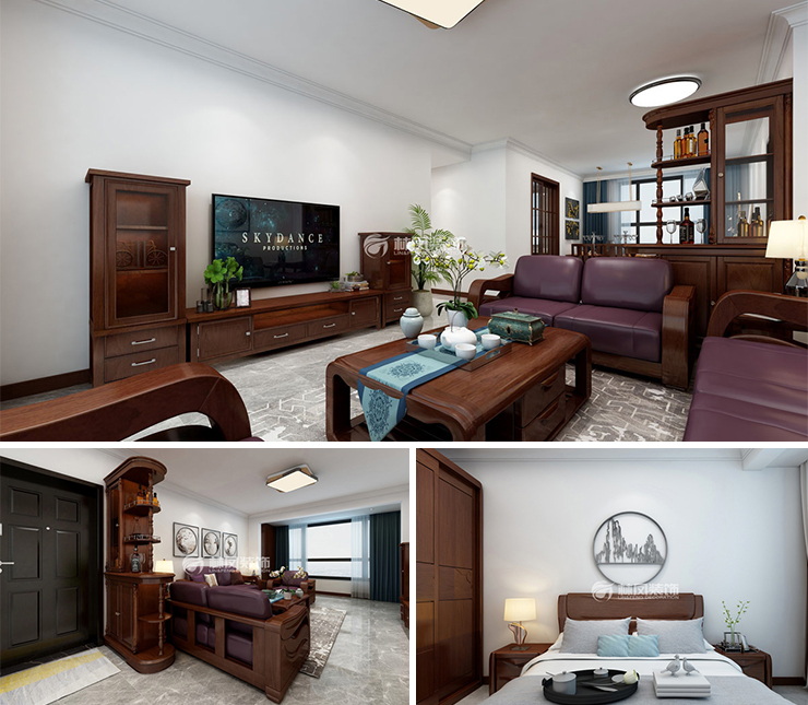 沈阳雅居乐花园 145平 新中式风格装修效果图