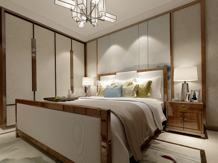 中式风格卧室柜门设计装修效果图