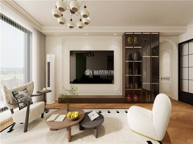 华沃滨河湾-150平-轻法复古奶油风格-客厅 (2).jpg